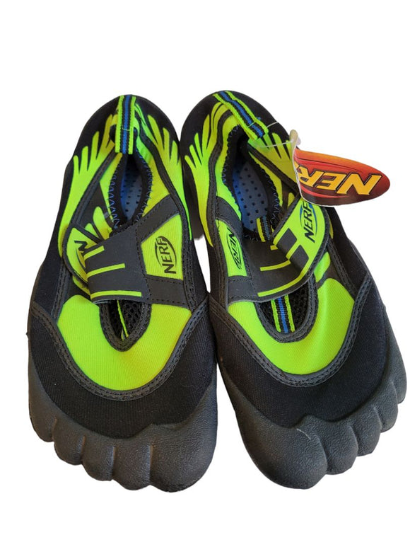 Large Youth (2/3) Nerf Toed Shoes Black Neon Green Water Beach Shoes New