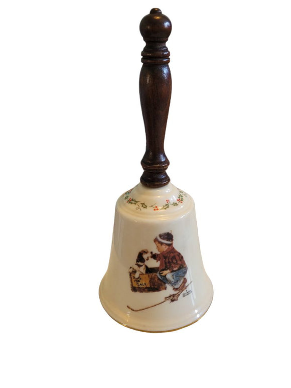 1979 Norman Rockwell A Boy Meets His Dog Gorham Collectible Ceramic Bell