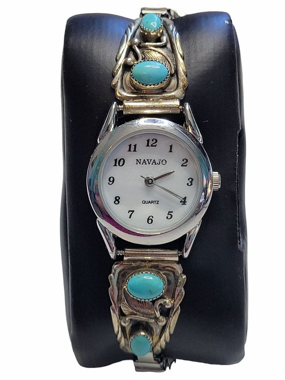 Running Bear Sterling Turquoise Navajo Watch Works