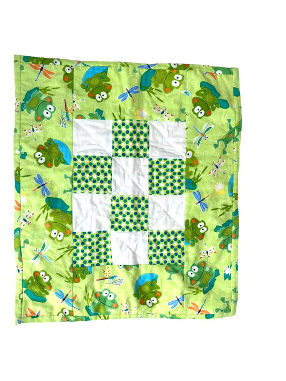 Handmade Frog Quilt Rectangle Dragonfly Wall Hanging Table Topper