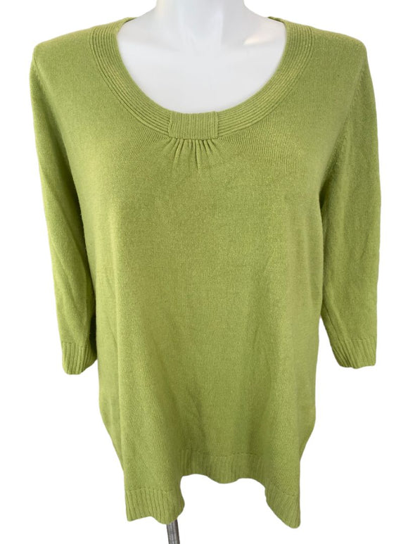 22/24 Avenue Green 3/4 Sleeve Sweater Scoop Neck