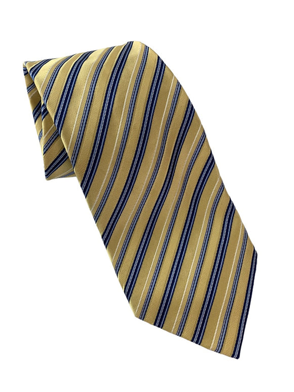 Stafford Men's Yellow Blue Diagonal Stripe Necktie Silk 60