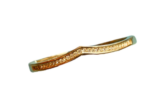 Bangle Clear Crystal Hinged Bracelet Goldtone 7
