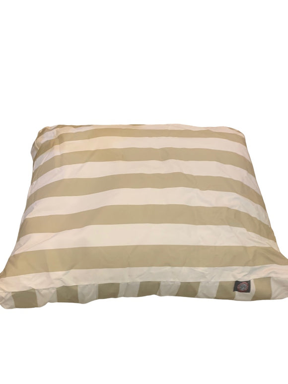Majestic Pet Rectangle Large Dog Bed Removable Washable Cover 44x36x5 Inch Tan White Stripe