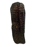 XXS LOFT Women's Sequin Mini Dress Belted V-Neck Banded Sheer Sleeve