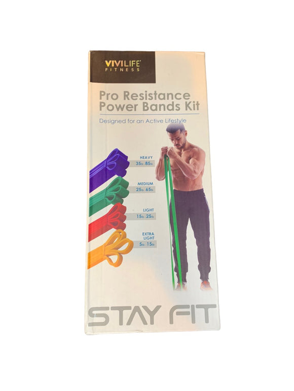 Vivilife Fitness Pro Resistance Power Bands Kit Set of 4 New Carry Bag