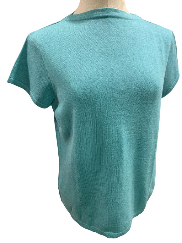 XL Izod Women's New Classics Turquoise Short Sleeve Sweater  1990s
