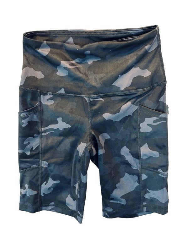 XS Yogalicious Lux Camo Navy Women's New High Rise Side Pocket Shorts