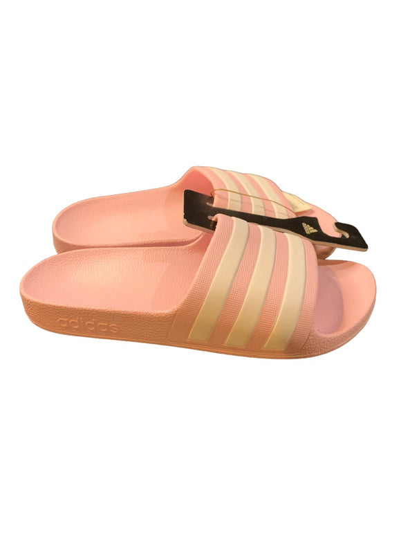 3 Adidas Big Girls Pink New Adilette Slides FY8072 White Stripe