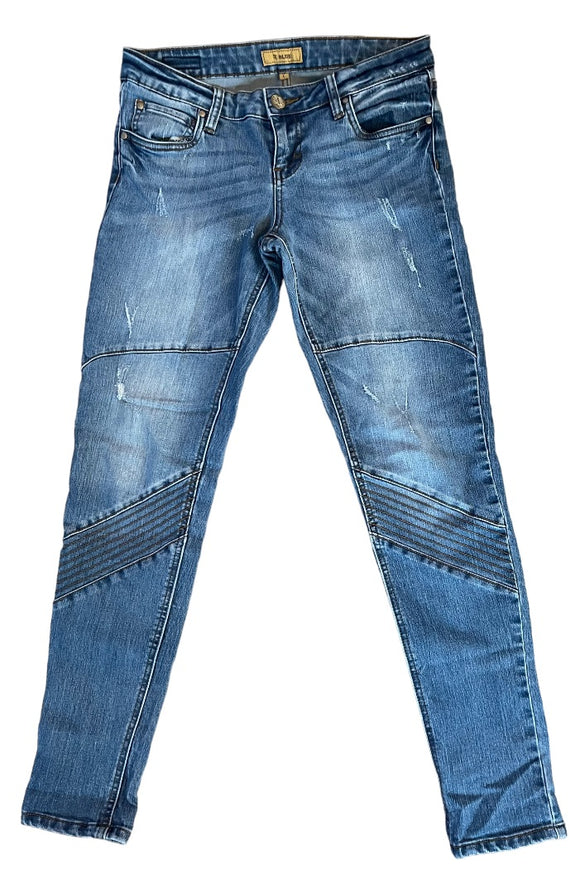 7 STS Blue Distressed Junior Womens Skinny Jeans Moto Style