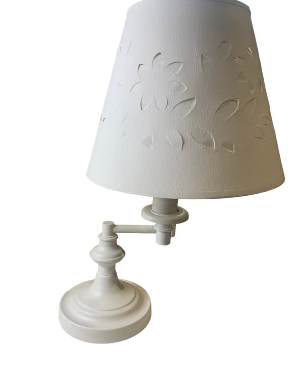 Vintage Painted White Swivel Arm Tabletop Lamp Light Adjustable Shabby Chic Shade