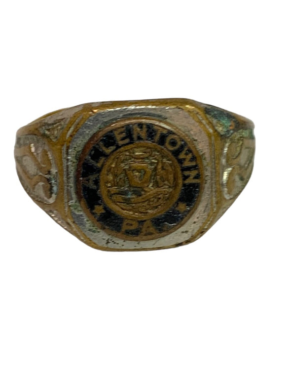 Allentown PA Pennsylvania Keystone Logo Etched Signet Ring  Vintage Size 9