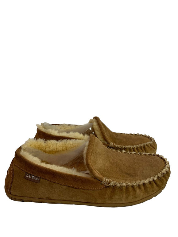 Size 10M L.L.Bean Men's Sheep Fur Moccasin Slippers Rubber Sole 295508 Wicked Good