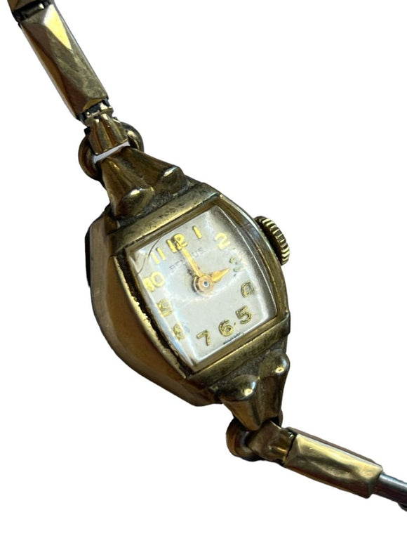 Vintage Benrus Swiss 10k gf Ladies Wrist Watch Glen Band Not Working