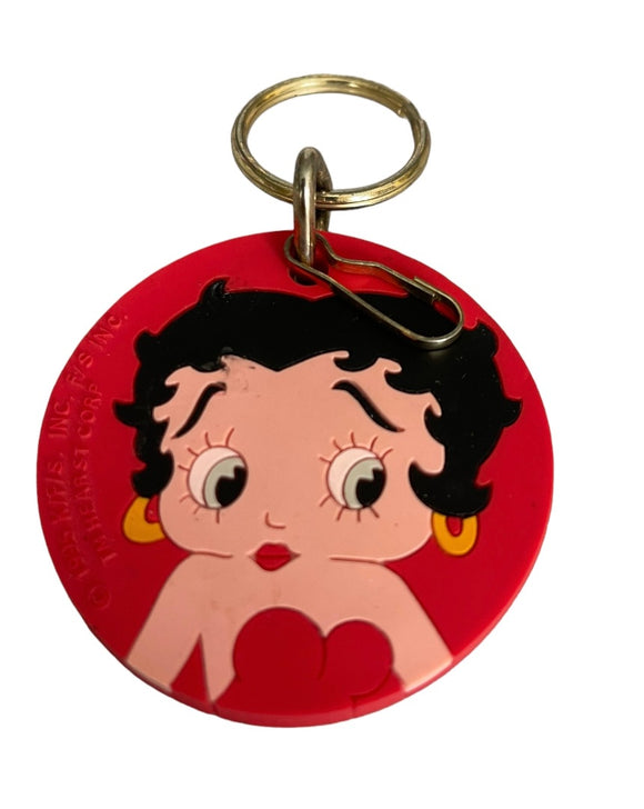 Betty Boop 1995 Hearst Corp Red Keychain Rubber Disk 2.5