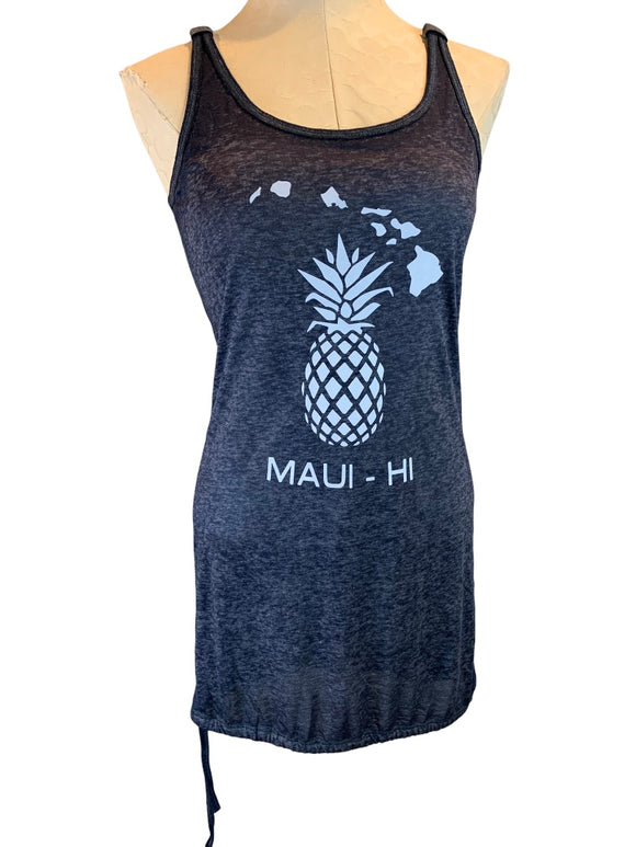 Small Aloha Lightweight Coverup Sundress Pineapple Navy Blue Women's 