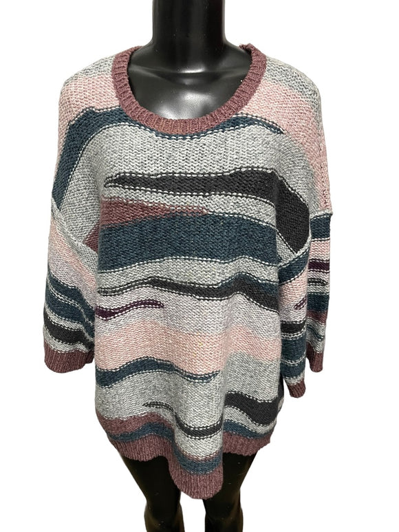 Large J. Jill PureJill Women's Soft Pullover Sweater Pink Frost 3/4 Sleeve