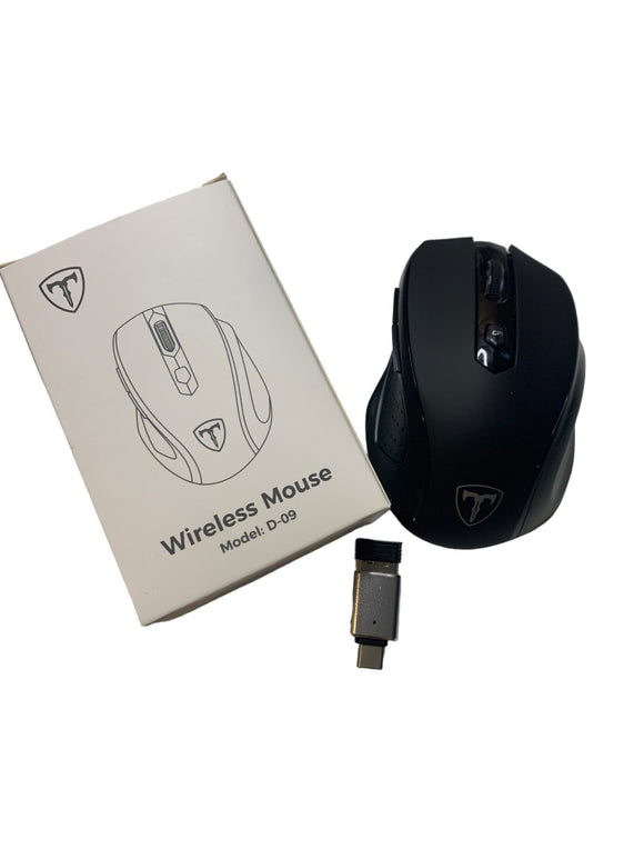 Wireless Mouse Model D-09 (CA57BN) Scroll Wheel Black with USB Receiver New