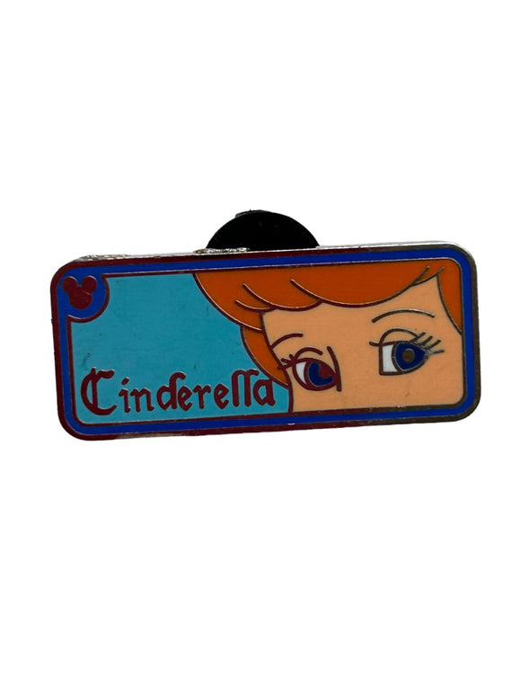 2007 Disney Trading Pin Cinderella Text and Eyes Rectangle 1.25