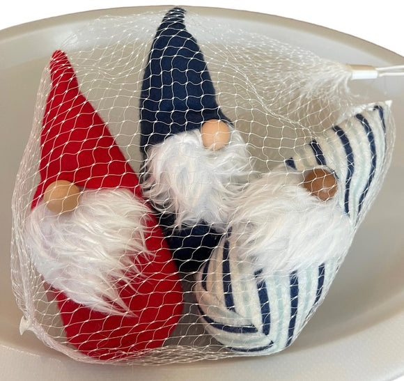 Target Set of 3  Red White Blue Fabric Standing Gnomes Weighted Knomes New 6