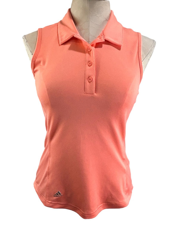 XS Adidas Women's Bright Peach Golf Polo Sleeveless