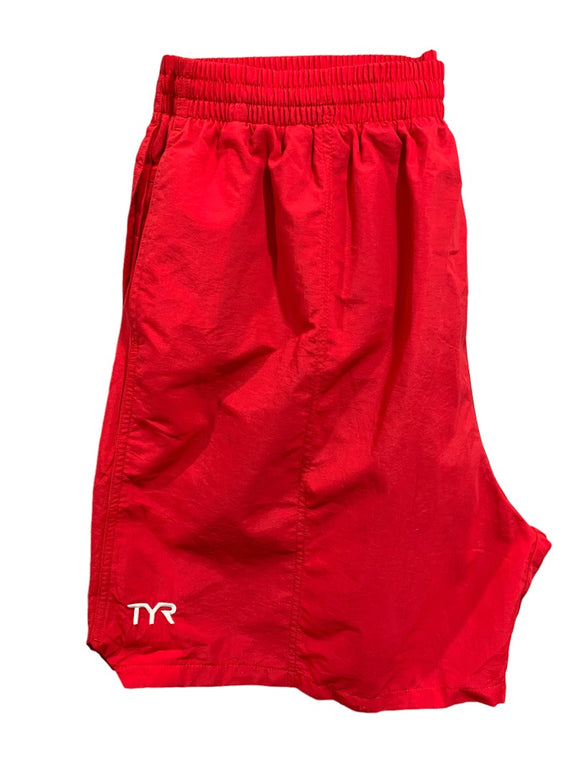 XXL TYR Men's Classic Deck Swim Shorts Trunks Pull On Red New UPF 50+