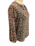 XXS J.Crew Women's Floral Print Button Up Blouse Green Pink Style BA750