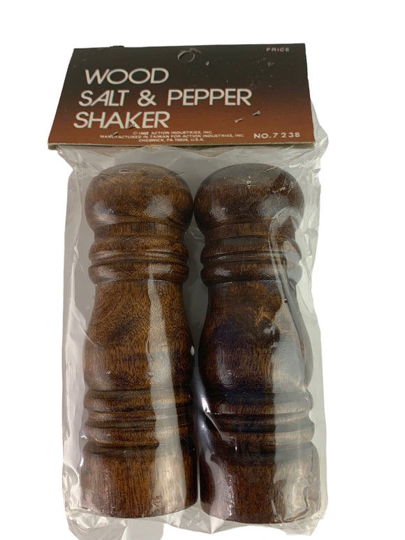 Vintage 1983 Wooden Salt and Pepper Shakers New in Package 4