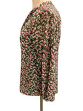 XXS J.Crew Women's Floral Print Button Up Blouse Green Pink Style BA750