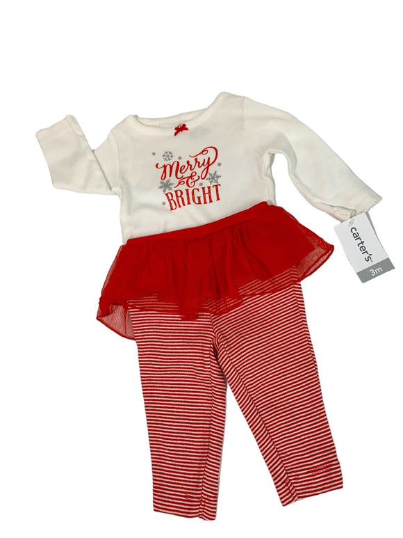 3 Months Carters Girls Two Piece Holiday Outfit New 