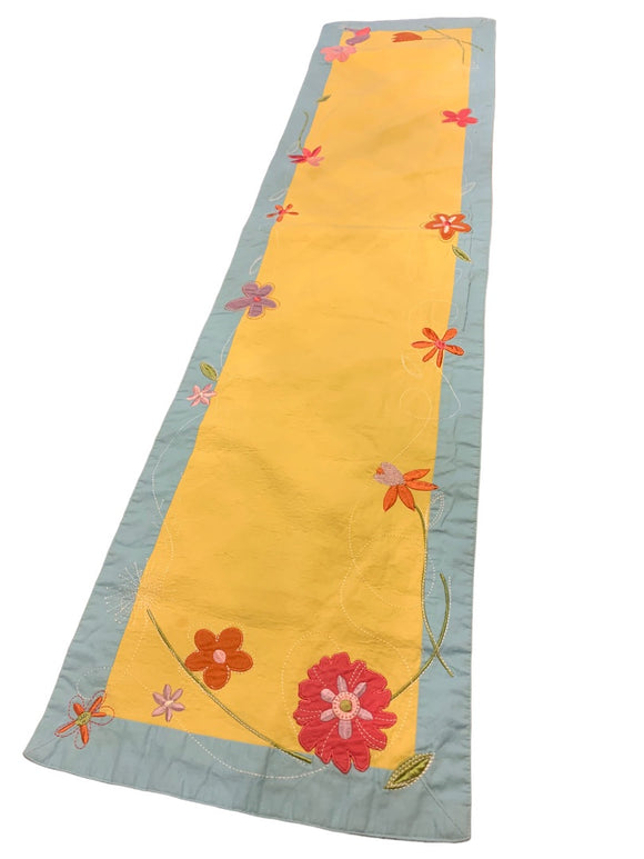 Blossom & Blooms Spring Table Runner Double Faced Embroidered Applique 52