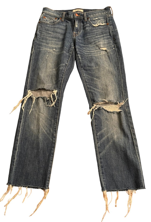 25 Madewell The Slim BoyJean Raw Hem Womens Jeans Distressed