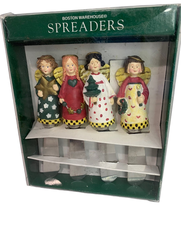 Boston Spreaders Set of 4 Stainless Steel Christmas Angels New