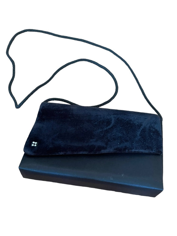 Vintage 1990s La Regale Satin and Velvet Black Evening Bag Clutch Shoulder Bag