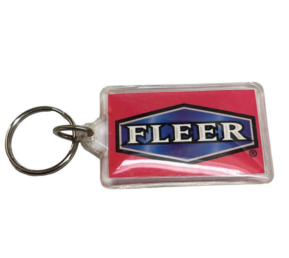 Vintage FLEER SKYBOX Acrylic Key Ring Keychain Red 1.5