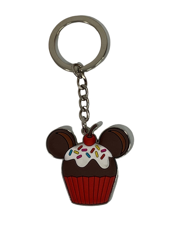 Disney Micky Mouse Cupcake Keychain Key Ring Metal Silvertone