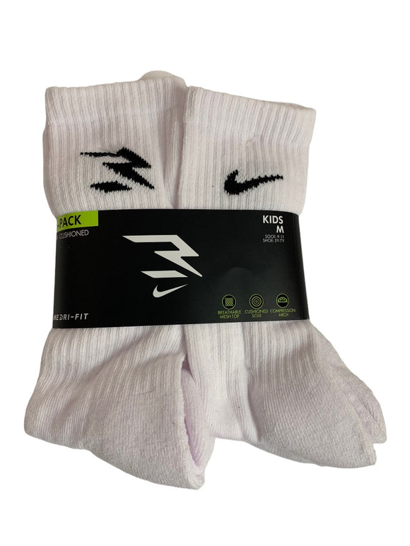 6 Pack Kids Medium (9-11) Nike Dri-Fit Socks Cushioned Crew BR0004-001