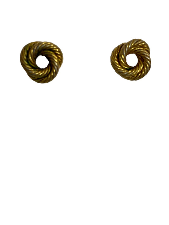 Vintage Swirl Knot Goldtone Earrings Post Pierced .2 Inch Diameter