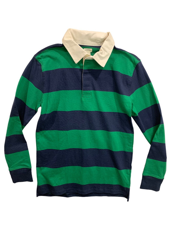 XL J.Crew Crewcuts Green Blue Striped New Boys Youth Rugby Shirt