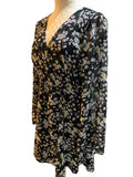 1 June & Hudson Floral Print Faux Wrap Dress Junior Women's Lined Sheer Sleeve