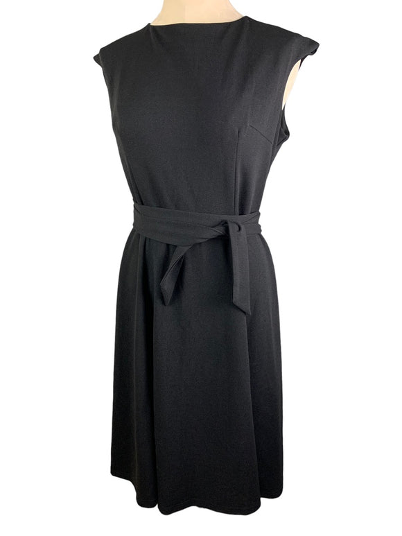 XL Dress Tells Black Sleeveless Belted Dress Stretch Knee Length