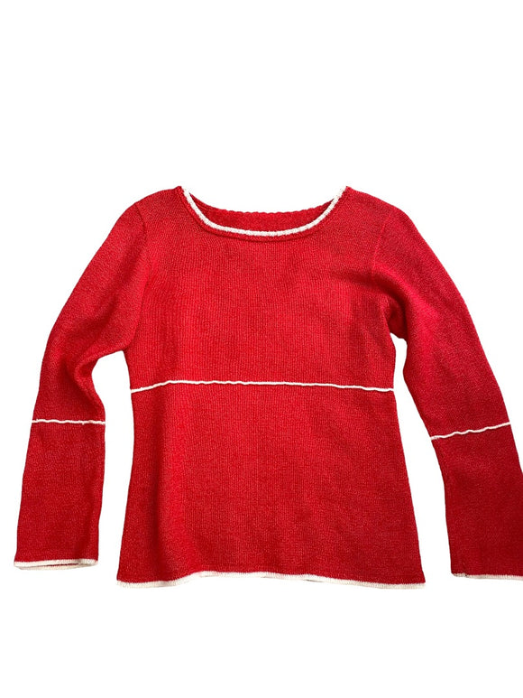 Vintage Red Handmade Sweater Long Sleeve Tunic Style