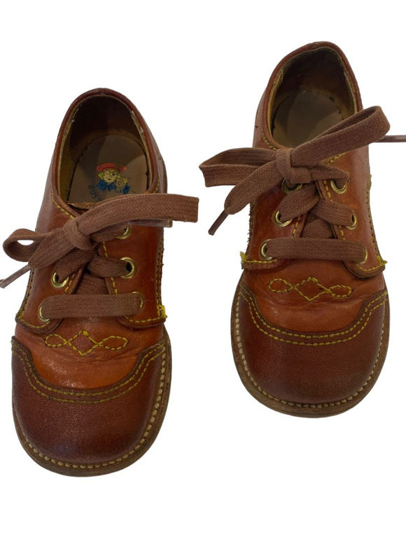 Vintage Buster Brown Brown Kids Shoes Leather Lace Up Dress 2 Toddler