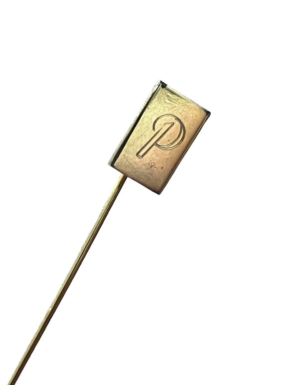 Gold Tone Stick Pin Initial Monogram P Rectangle 2.5