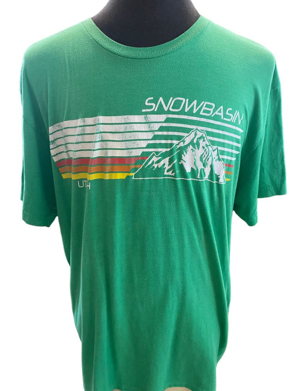 XXL Next Level Retro Style Snowbasin Utah Green Graphic T-shirt Tee