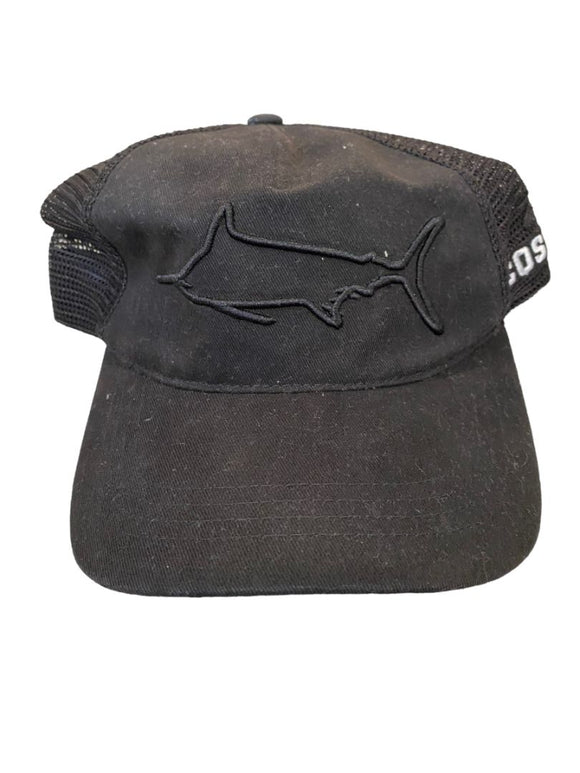 Black Costa Snapback Trucker Hat Embroidered Shark Black on Black Adjustable