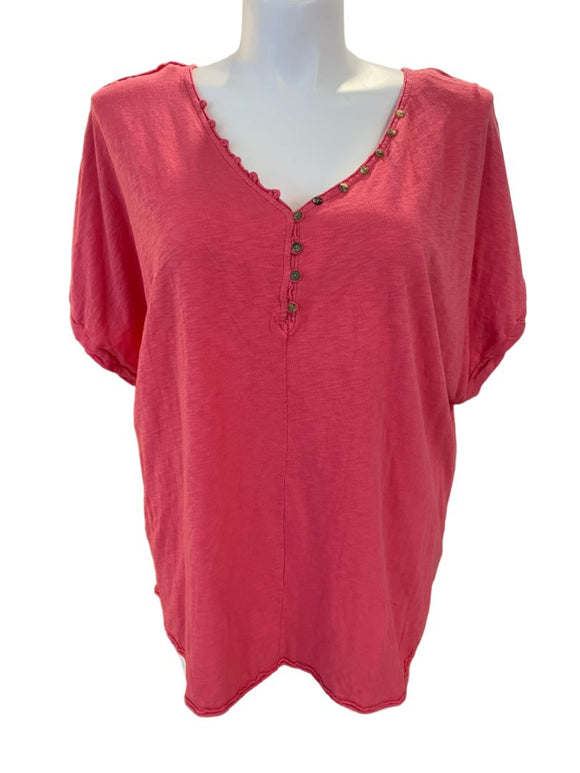 2X Westbound Pink V-Neck Short Sleeve Shirt Top NWT