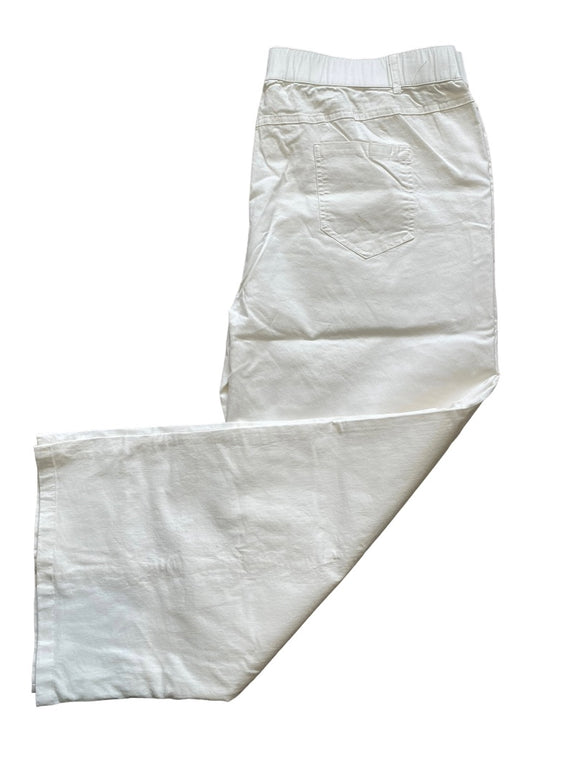 3XL White Wide Leg Full Length Jeans Pockets
