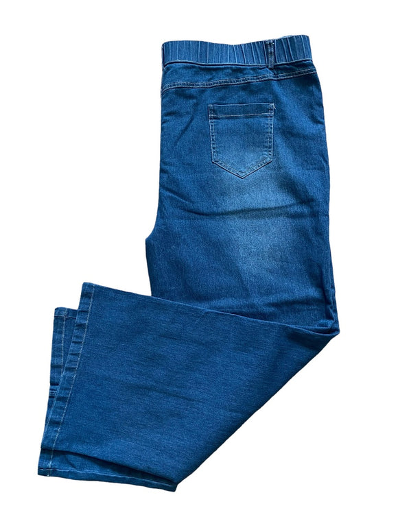 3XL Blue Denim Wide Leg Full Length Jeans Pockets