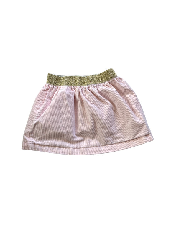 Small (4) Isaac Mizrahi Pink Gold Band Corduroy Skirt